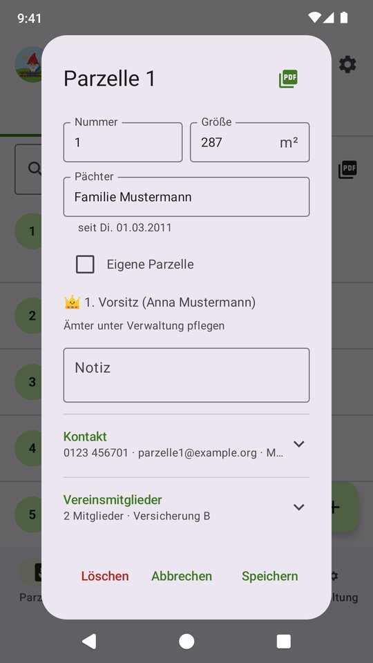 Parzellen-Stammdaten bearbeiten