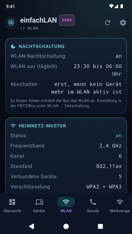 WLAN-Übersicht mit Nachtschaltung